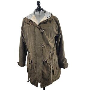 Sanctuary Womens Hooded Parka Jacket Green Size L Cotton & Polyester Blend